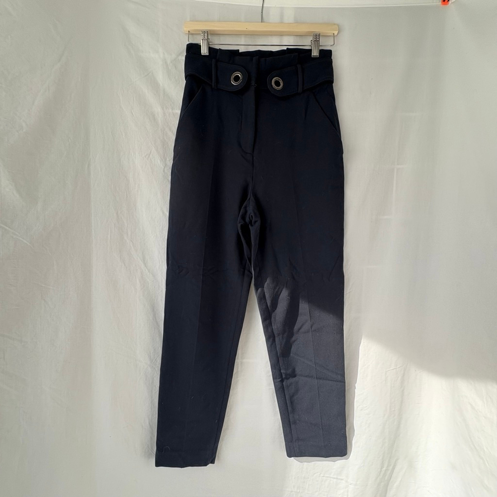 Women's Veronica Beard Navy High-Waist Trousers Size 2
